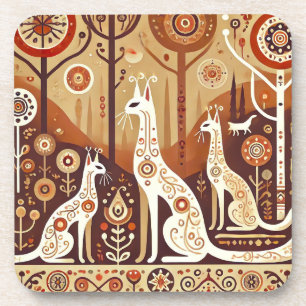 Abstracte Artistieke Weergave van Katten Bier Onderzetter