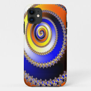 Abstracte ARTs - Fractal Spiral blauw geel iPhone 11 Hoesje