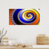 Abstracte ARTs - Spiraal blauw geel Poster (Keuken)