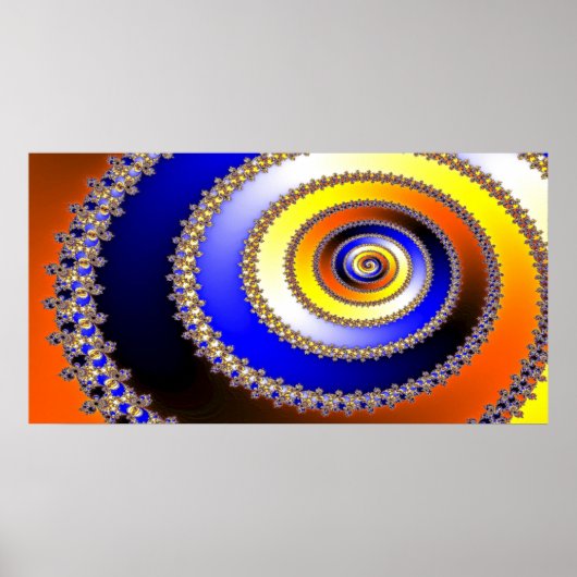 Abstracte ARTs - Spiraal blauw geel Poster (Voorkant)
