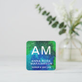 ~* Abstracte Artsy BOLD GLITTER Foto Logo QR Vierkante Visitekaartje (Staand voorkant)