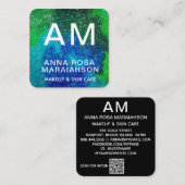 ~* Abstracte Artsy BOLD GLITTER Foto Logo QR Vierkante Visitekaartje (Voorkant / Achterkant)