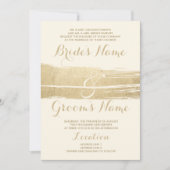 Abstracte Artsy Ivoor Goud Brushstrokes Bruiloft Kaart (Voorkant)