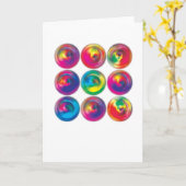 Abstracte Arty Groeten Kaart - gekleurde cirkels (Gele Bloem)