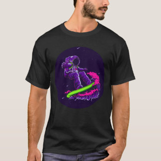 Abstracte astronautensurfer t-shirt