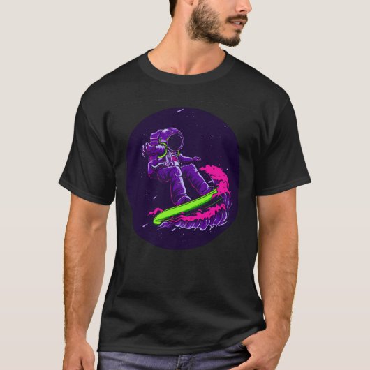 Abstracte astronautensurfer t-shirt (Voorkant)
