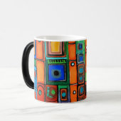 Abstracte asymmetrische vierkanten magische mok (Voorkant links)