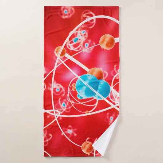 Abstracte atoomachtergrond, chemisch model van mol badhanddoek (Badhanddoek)
