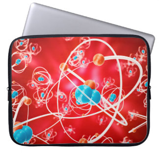 Abstracte atoomachtergrond, chemisch model van mol laptop sleeve