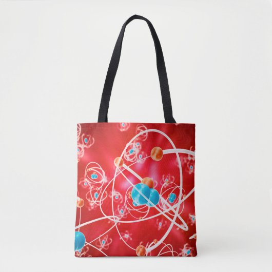 Abstracte atoomachtergrond, chemisch model van mol tote bag (Voorkant)