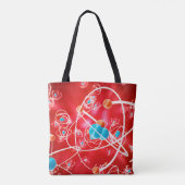 Abstracte atoomachtergrond, chemisch model van mol tote bag (Achterkant)