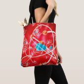 Abstracte atoomachtergrond, chemisch model van mol tote bag (Dichtbij)