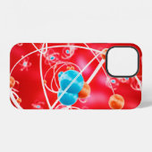 Abstracte atoomachtergrond, scheikundig model van iPhone hoesje (Achterkant horizontaal)