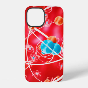 Abstracte atoomachtergrond, scheikundig model van iPhone 12 hoesje