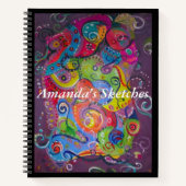 Abstracte aubergine en kleur werveling schetsboek notitieboek (Voorkant)