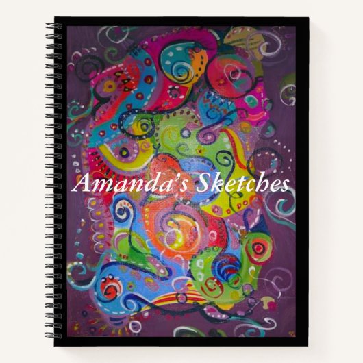 Abstracte aubergine en kleur werveling schetsboek notitieboek (Voorkant)