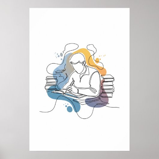 Abstracte auteur One Line Art Continuous Poster (Voorkant)