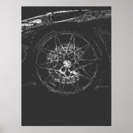 abstracte auto wiel velg esthetische lijn kunst poster