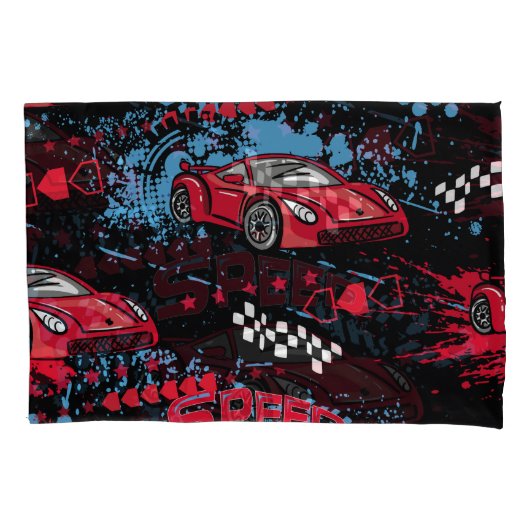 Abstracte auto's, grunge kinderachtig patroon. kussensloop (Voorkant)