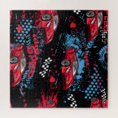 Abstracte auto's, grunge kinderachtig patroon. legpuzzel (Horizontaal)