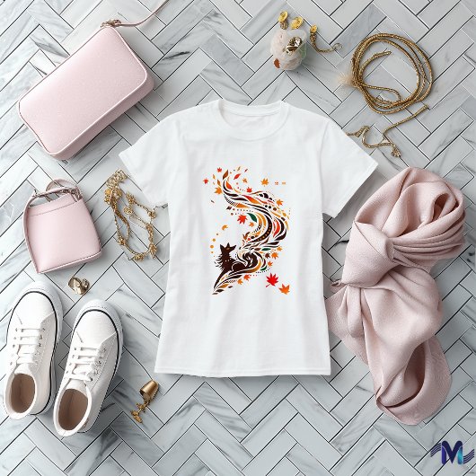 Abstracte Autumn Fox Art Design T-shirt