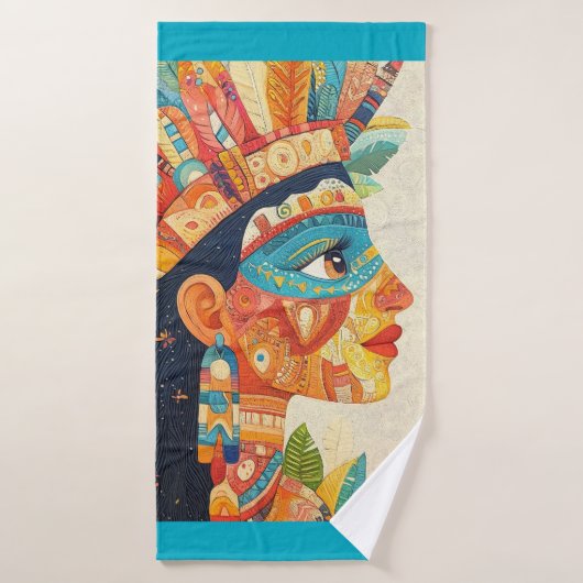 Abstracte Aztec Princess Beach Handdoek (Badhanddoek)