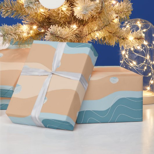 Abstracte balkkanaal met golflengte blauw zand cadeaupapier (Feestdagen)