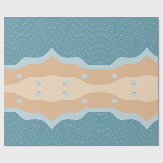 Abstracte balkkanaal met golflengte blauw zand cadeaupapier (Vlak)