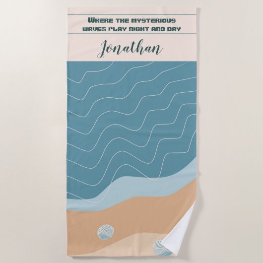 Abstracte balkkanaal met golflengte blauw zand strandlaken (Voorkant)