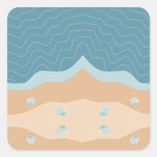 Abstracte balkkanaal met golflengte blauw zand vierkante sticker
