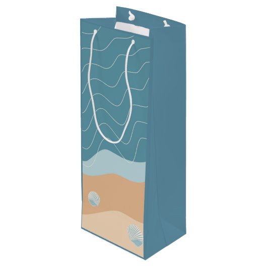 Abstracte balkkanaal met golflengte blauw zand wijn cadeautas (Achterkant Gekanteld)