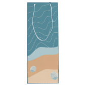 Abstracte balkkanaal met golflengte blauw zand wijn cadeautas (Achterkant)