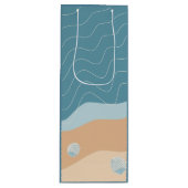Abstracte balkkanaal met golflengte blauw zand wijn cadeautas (Voorkant)