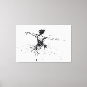 Abstracte Ballerina Dancer Sketch - Premium Canvas Afdruk