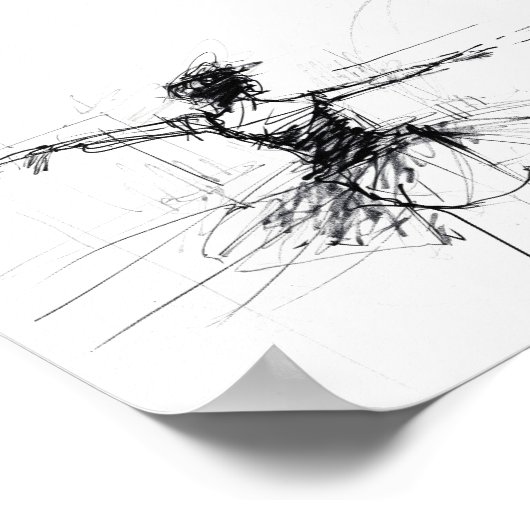 Abstracte Ballerina Dancer Sketch - Premium Poster (Hoek)