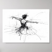 Abstracte Ballerina Dancer Sketch - Premium Poster (Voorkant)
