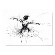 Abstracte Ballerina Dancer Sketch - Premium