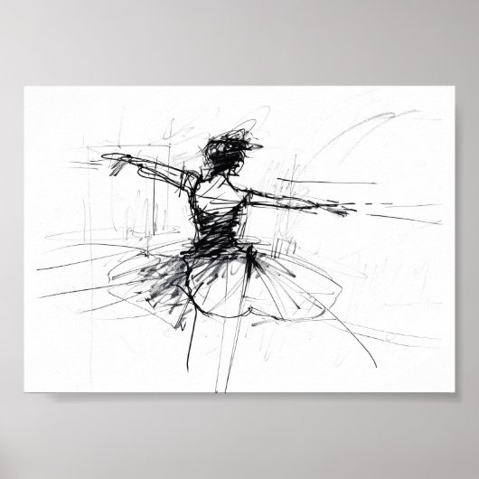 Abstracte Ballerina Dancer Sketch - Premium Poster (Voorkant)