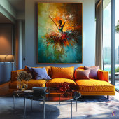 Abstracte Ballerina Dans Kunst Canvas Afdruk