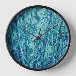 Abstracte Bamboe Bos Blauwe Smeltende Kunstklokken