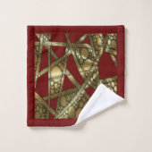 Abstracte Bamboe & Bubbles Maroon Black & Gold Bad Handdoek (Wasdoekje)