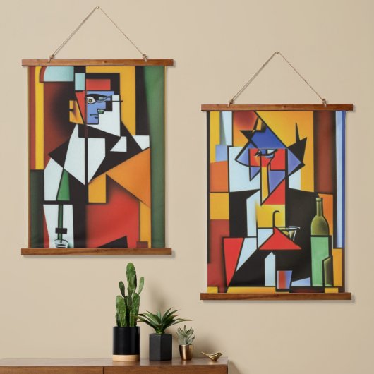 Abstracte barman-kubuskandtapijt hangend wandkleed (Asymmetrisch)