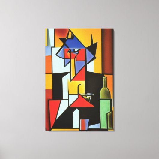 Abstracte Bartender Cubist Canvas Afdrukken (Voorkant)