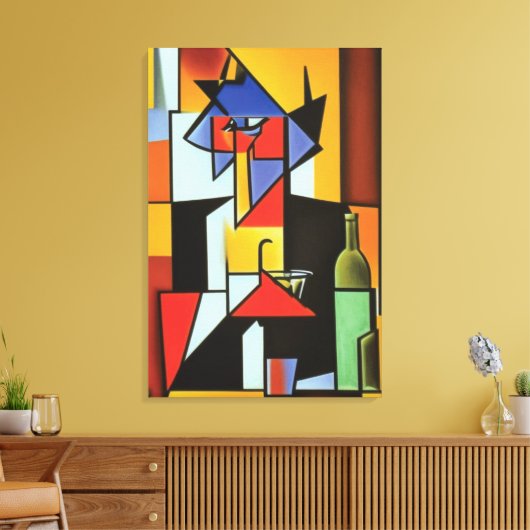 Abstracte Bartender Cubist Canvas Afdrukken (Insitu (Woonkamer))