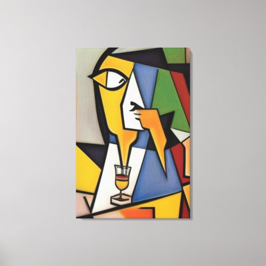 Abstracte Bartender Cubist Canvas Afdrukken (Voorkant)