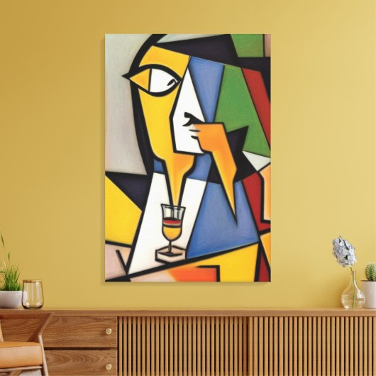 Abstracte Bartender Cubist Canvas Afdrukken (Insitu (Woonkamer))