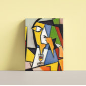 Abstracte Bartender Cubist Canvas Afdrukken