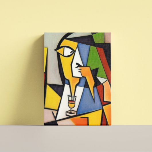 Abstracte Bartender Cubist Canvas Afdrukken