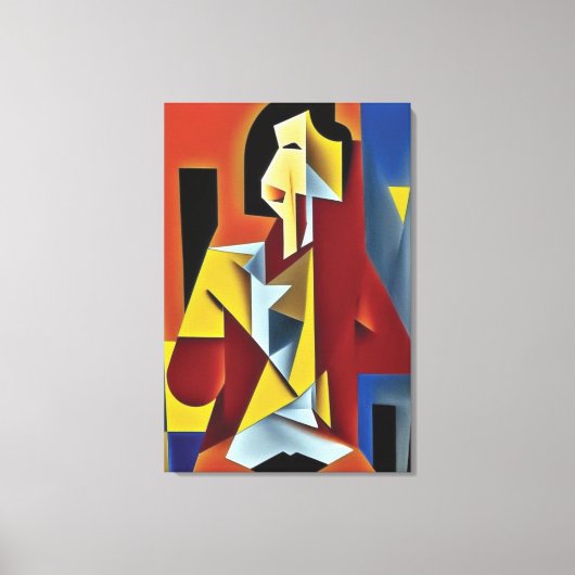 Abstracte Bartender Cubist Canvas Afdrukken (Voorkant)