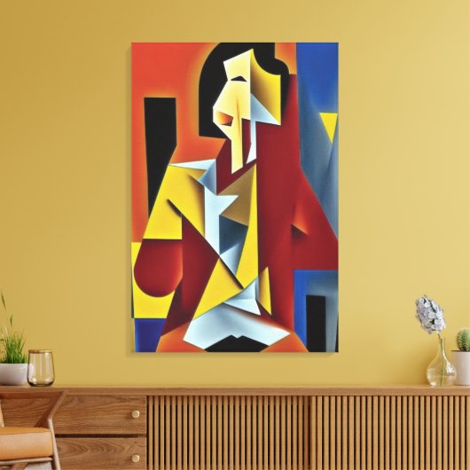 Abstracte Bartender Cubist Canvas Afdrukken (Insitu (Woonkamer))